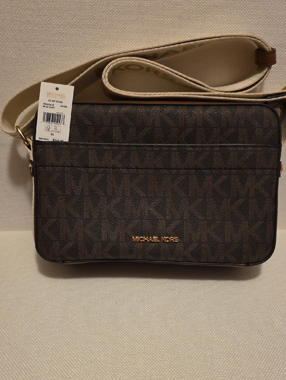 NWT Michael Kors Brown and Cream Signature Messenger Bag
